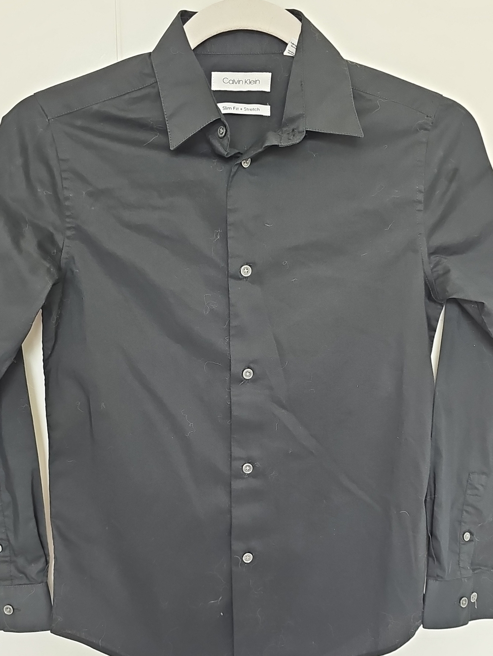 Calvin Klein Black Slim Fit Stretch Dress Shirt Boys Sz 12